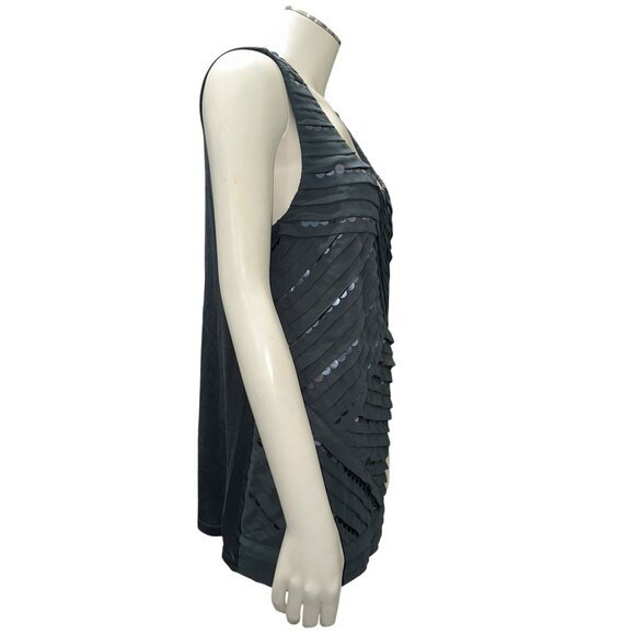Ann Taylor Large Dark Green Sleeveless Tank Top Iridescent Sequin Ribbed Design - Picture 8 of 13